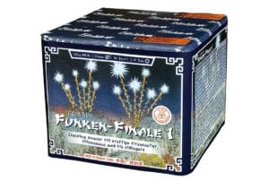 Funken-Finale 1 - En saluttårta med knallar och glittrande och blinkande effekter.